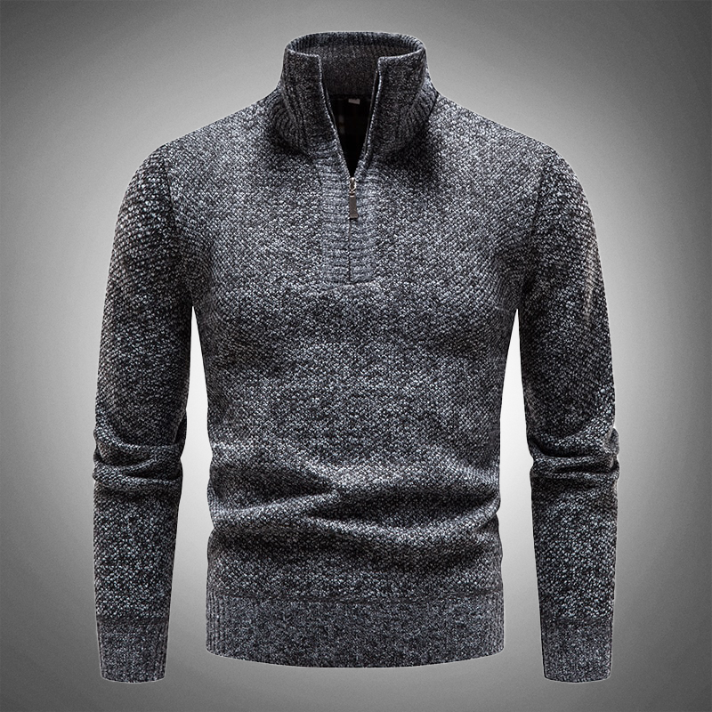 Heren Pullover met Halfhoge Kraag Grijs