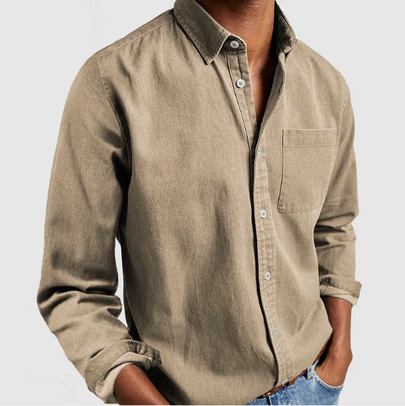 Heren Casual Overhemd Beige