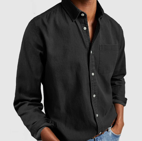 Heren Casual Overhemd Zwart