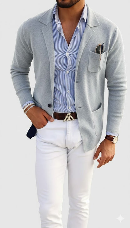 Heren Slim Fit Blazer Casual Grijs