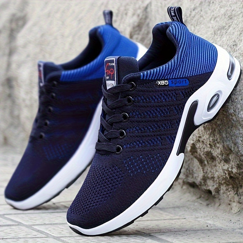 Heren Sneakers met Ademend Textiel en Antislip Zool Zwart Blauw