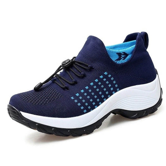 Dames Sneakers met Sok Ontwerp Schokabsorberende Zool Blauw