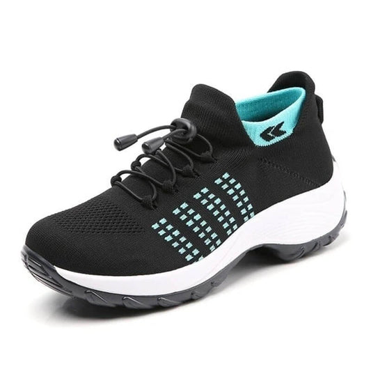 Dames Sneakers met Sok Ontwerp Schokabsorberende Zool Zwart Groen