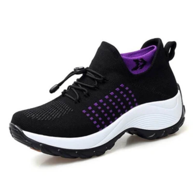 Dames Sneakers met Sok Ontwerp Schokabsorberende Zool Zwart Violet