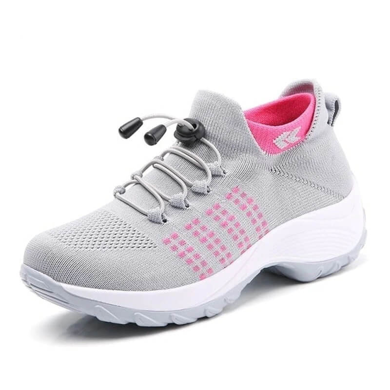Dames Sneakers met Sok Ontwerp Schokabsorberende Zool Grijs Roze
