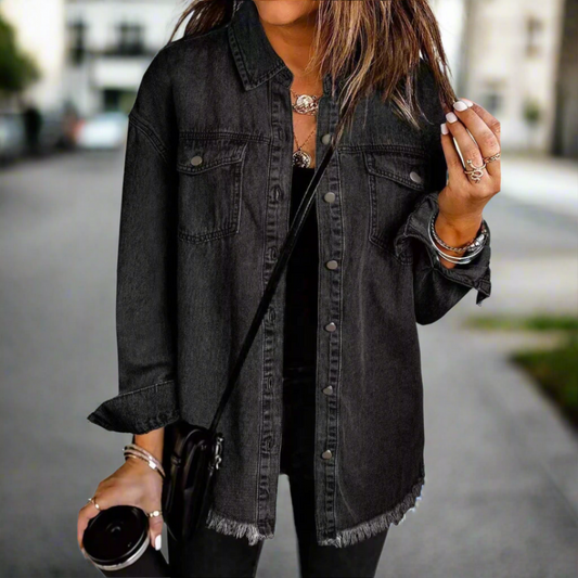 Dames Oversized Denim Overhemd Jack Zwart