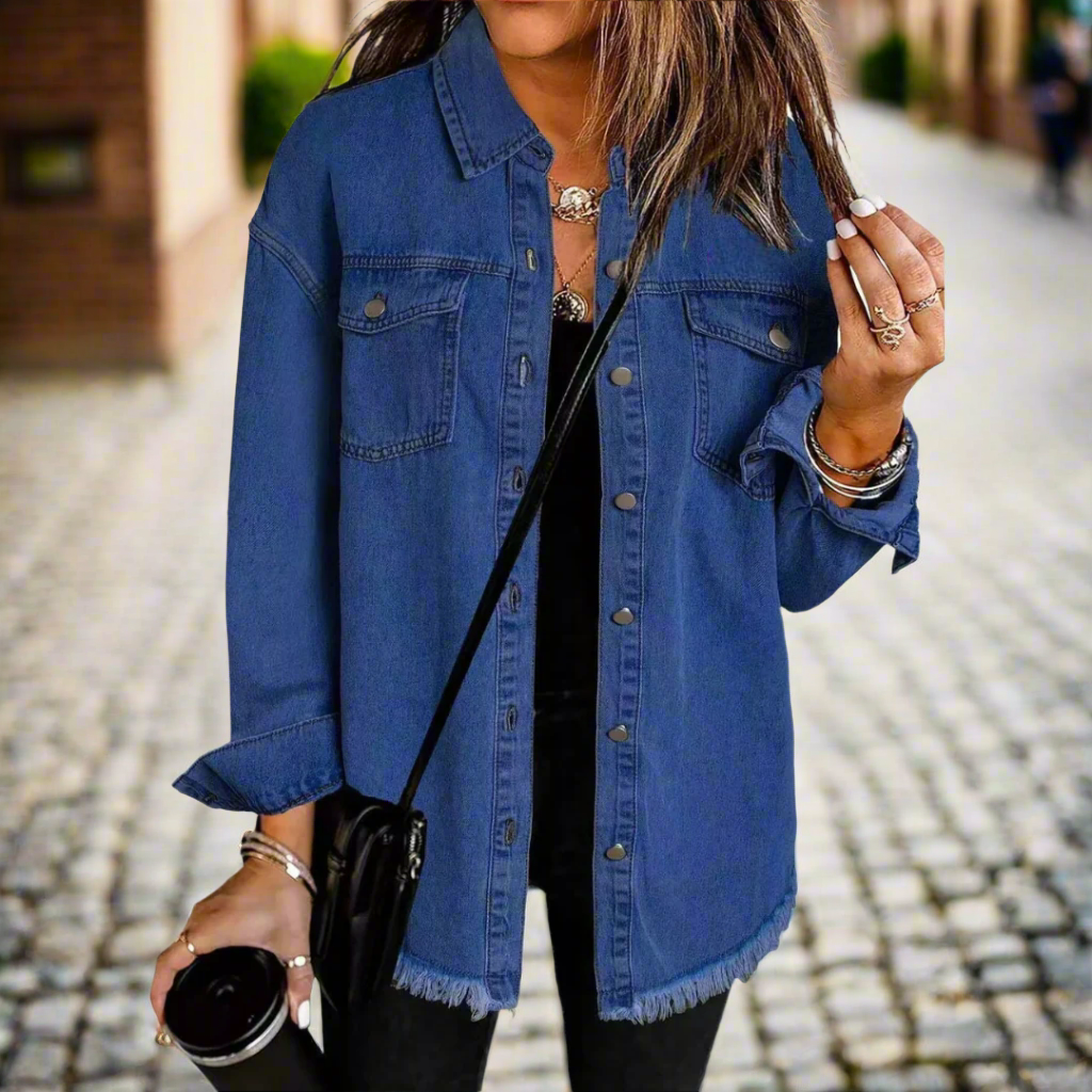 Dames Oversized Denim Overhemd Jack Donkerblauw