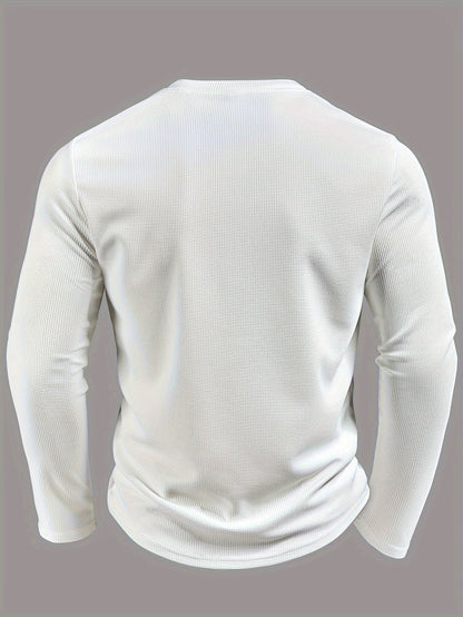 Heren Henley Shirt met Wafelstructuur en Patchwork Schouders