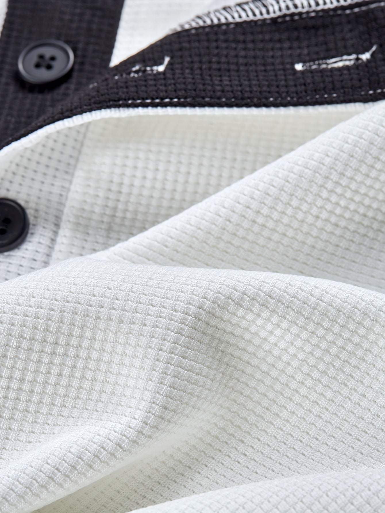 Heren Henley Shirt met Wafelstructuur en Patchwork Schouders
