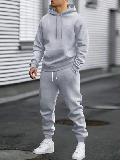 Heren Trainingspak Set Hoodie met Joggingbroek Lichtgrijs