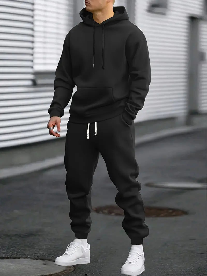 Heren Trainingspak Set Hoodie met Joggingbroek Zwart