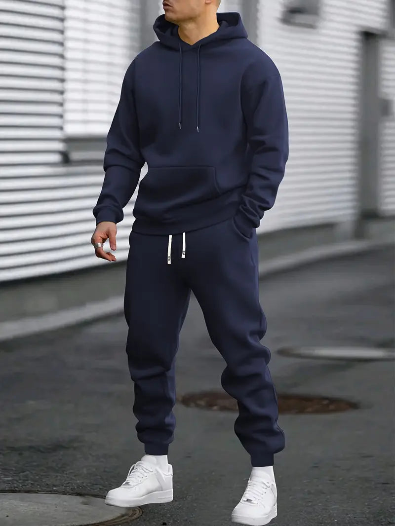 Heren Trainingspak Set Hoodie met Joggingbroek Blauw