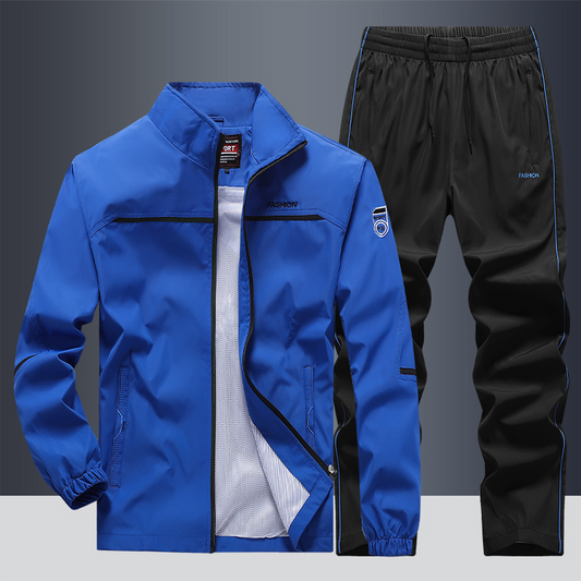 Heren Trainingspak Outdoor – Sportpak met Jas en Broek Blauw