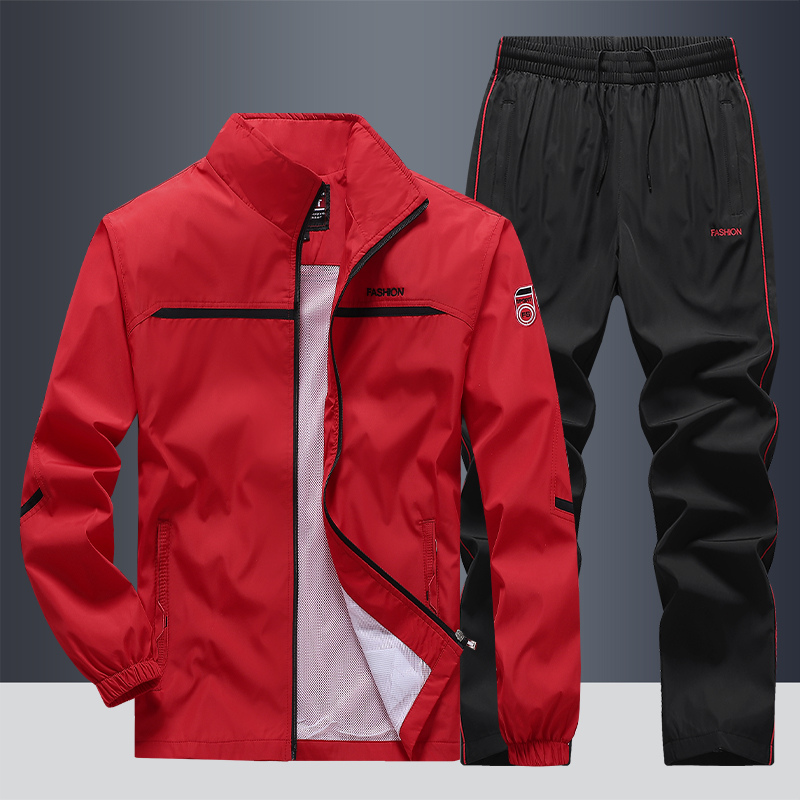 Heren Trainingspak Outdoor – Sportpak met Jas en Broek Rood