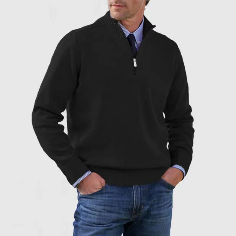 Heren Pullover met Halve Rits Zwart