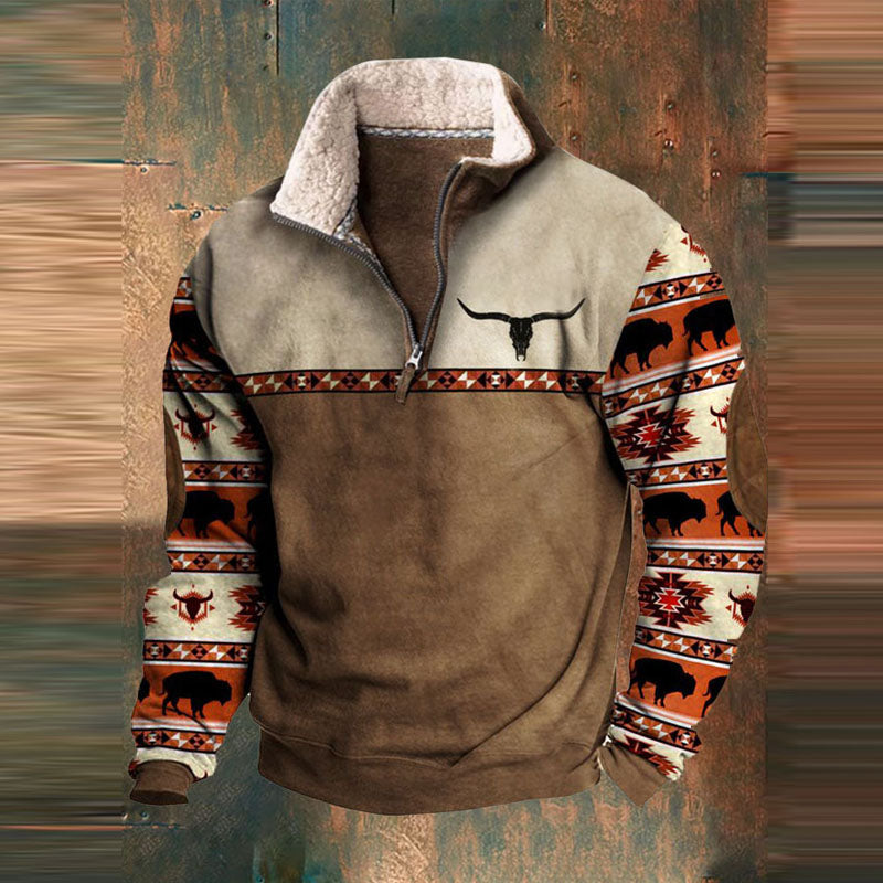 Heren Fleece Trui met Halve Rits Wit