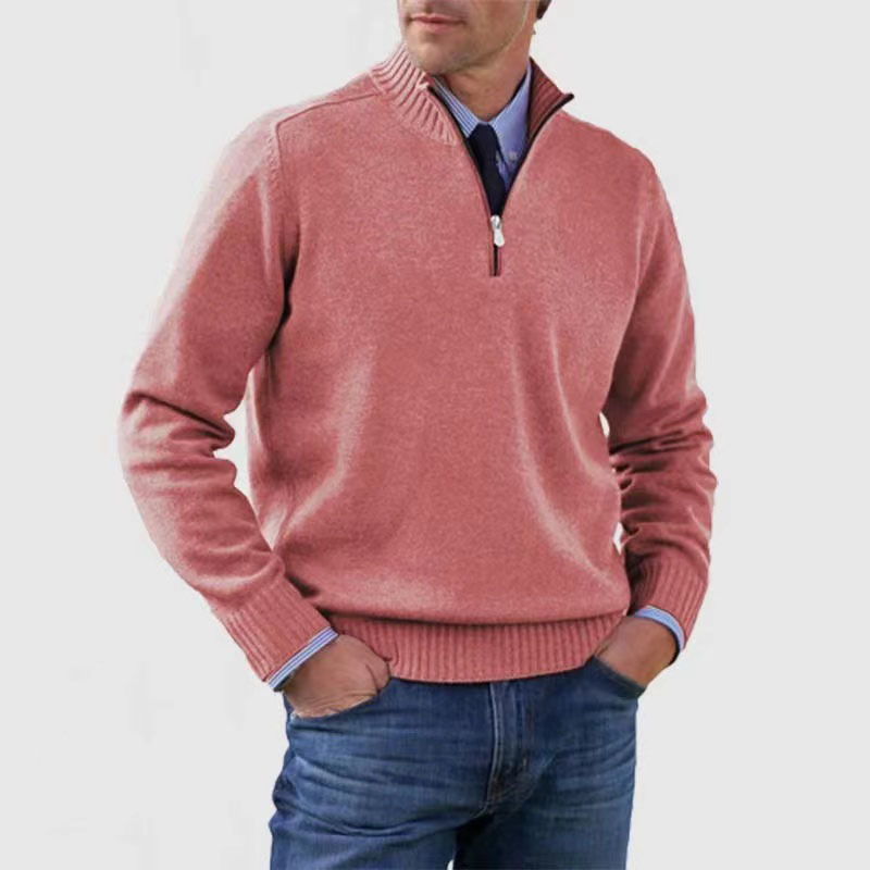 Heren Pullover met Halve Rits Roze