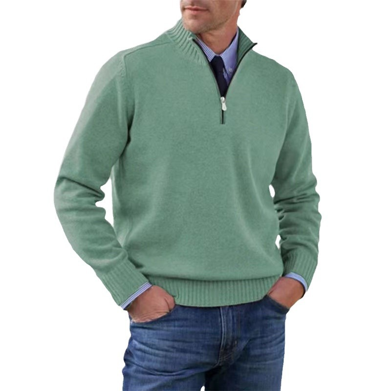 Heren Pullover met Halve Rits Groen