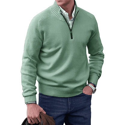Heren Trui met Halve Rits Casual Pullover Groen
