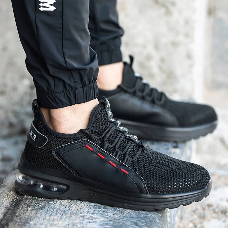 Heren Veiligheidsschoenen S3 met Stalen Neus en Antislip Zool Zwart