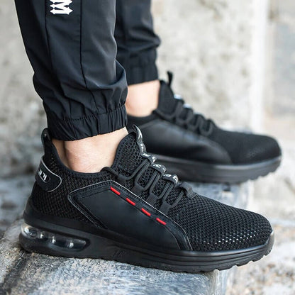 Heren Veiligheidsschoenen S3 met Stalen Neus en Antislip Zool Zwart