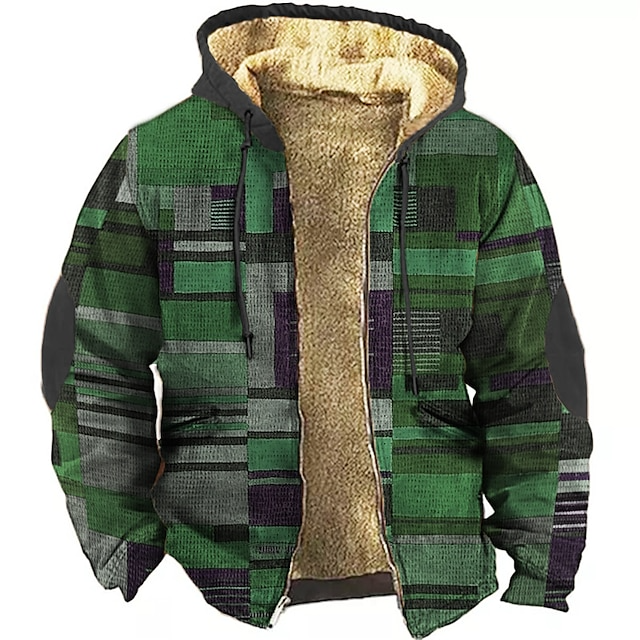 Heren Vest met Capuchon en Patchwork Colorblock Ontwerp Groen