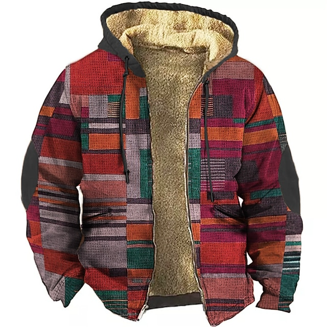 Heren Vest met Capuchon en Patchwork Colorblock Ontwerp Rood