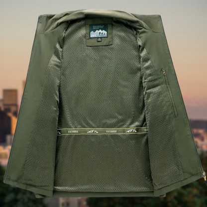 Heren Outdoor Vest met Ritssluiting en Functionele Zakken voor Casual Comfort