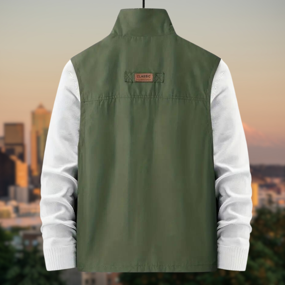 Heren Outdoor Vest met Ritssluiting en Functionele Zakken voor Casual Comfort