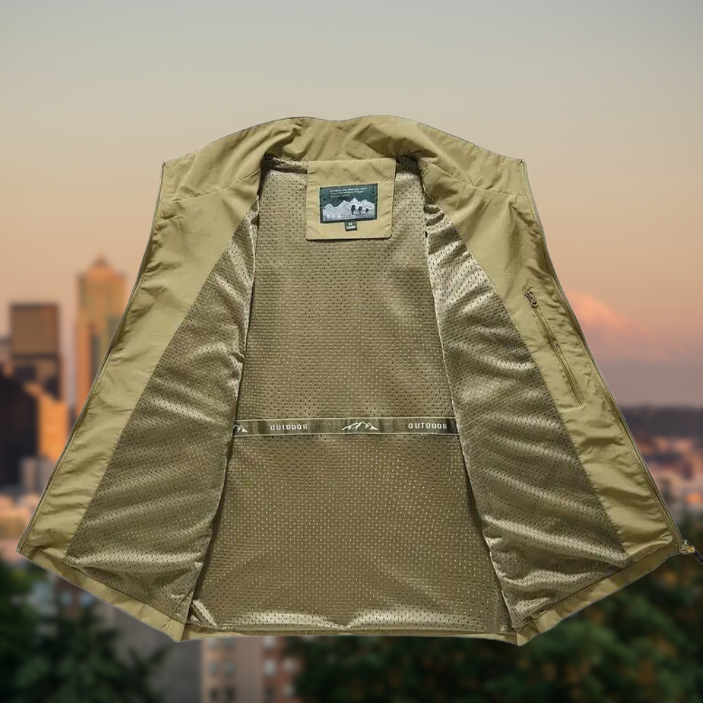 Heren Outdoor Vest met Ritssluiting en Functionele Zakken voor Casual Comfort