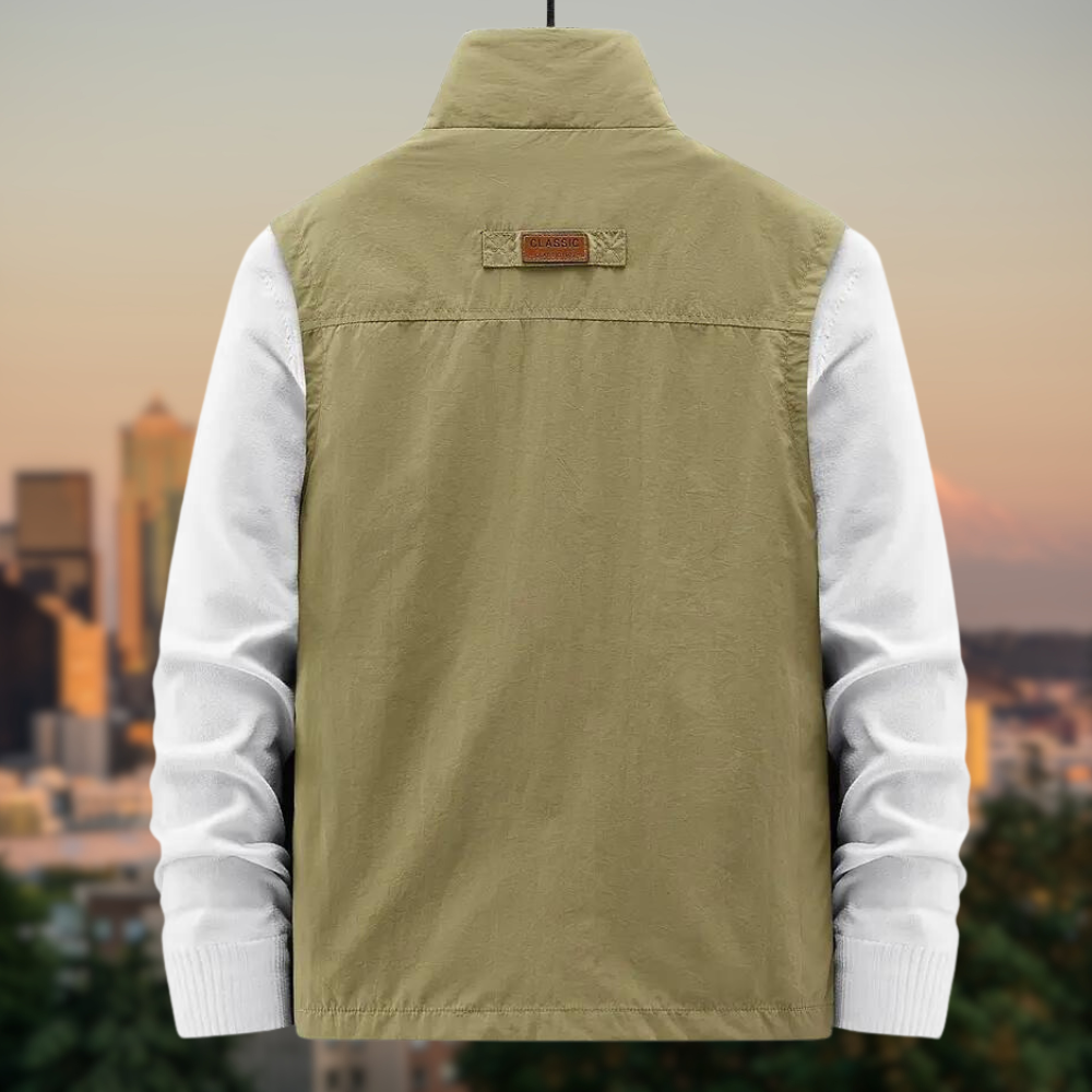 Heren Outdoor Vest met Ritssluiting en Functionele Zakken voor Casual Comfort