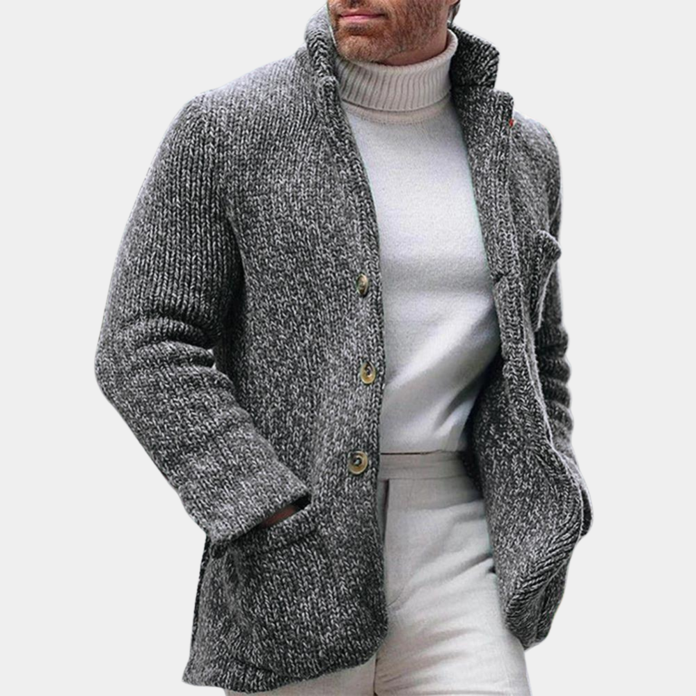 Heren Gebreide Cardigan Vest met Knopen Grijs