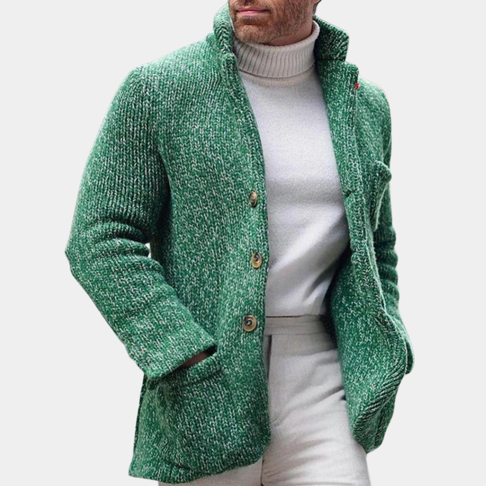 Heren Gebreide Cardigan Vest met Knopen Groen