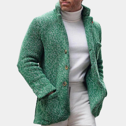 Heren Gebreide Cardigan Vest met Knopen Groen