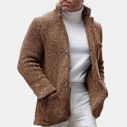 Heren Gebreide Cardigan Vest met Knopen Khaki