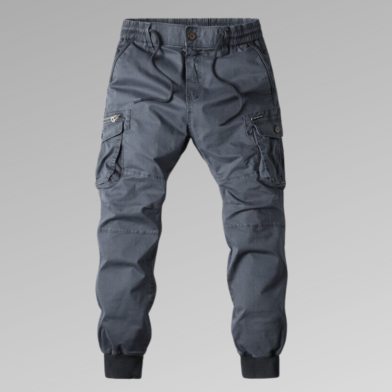 Heren Cargo Broek Slim Fit Joggers Donkergrijs