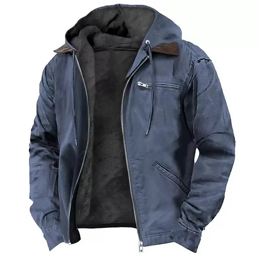 Heren Tussenjas met Capuchon en Voering Marineblauw