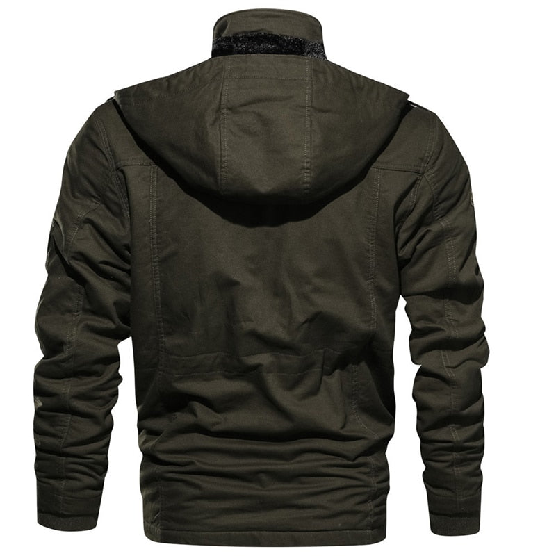 Heren Winterjas Met Afneembare Capuchon Militaire Stijl