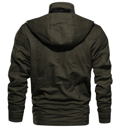 Heren Winterjas Met Afneembare Capuchon Militaire Stijl
