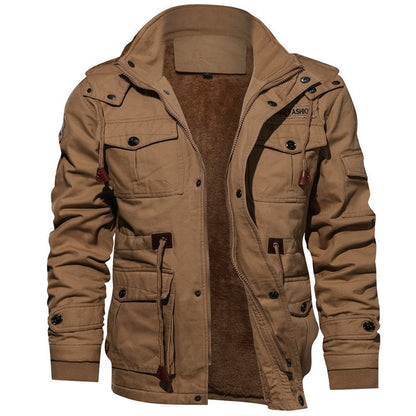 Heren Winterjas Met Afneembare Capuchon Militaire Stijl Khaki