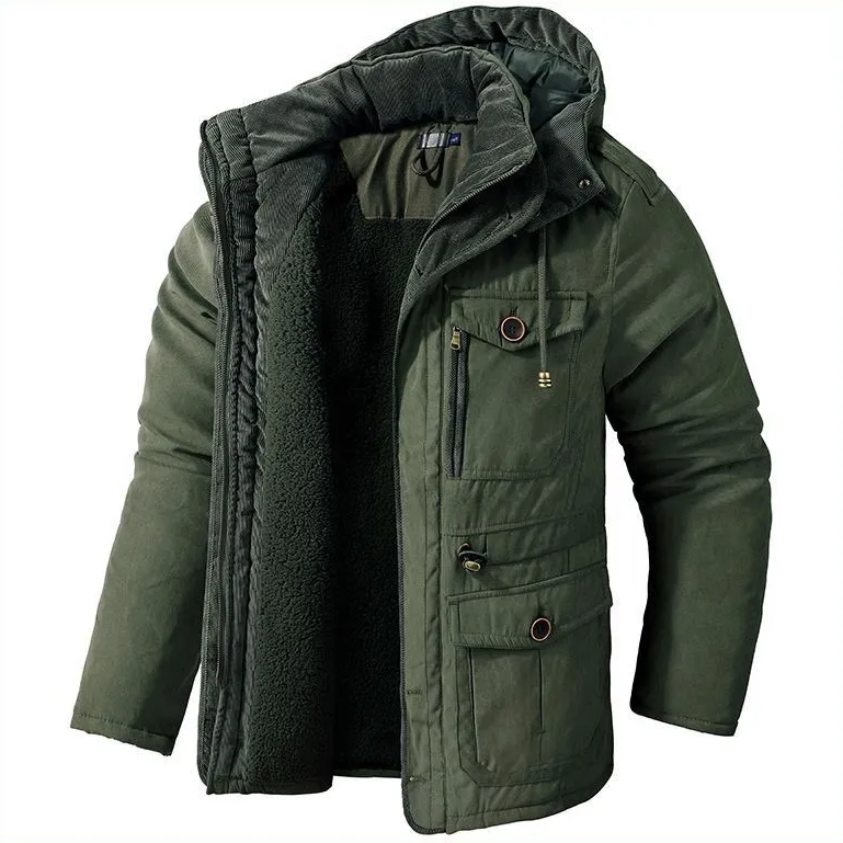 Heren Winterjas met Voering en Afneembare Capuchon