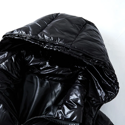 Heren Glanzende Puffer Winterjas met Capuchon en Lichtgewicht Isolatie