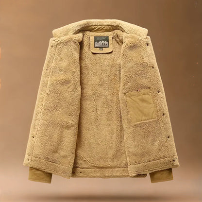 Heren Winterjack met Fleecevoering en Knoopsluiting in Truckerstijl