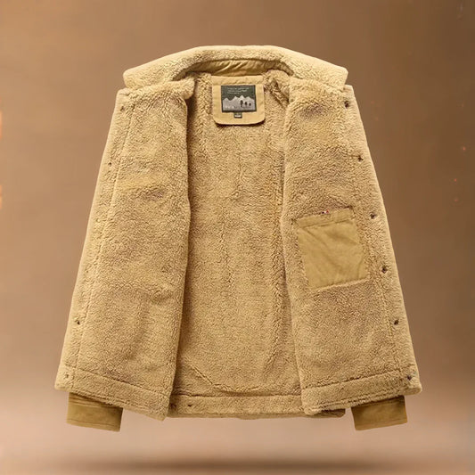 Heren Winterjack met Fleecevoering en Knoopsluiting in Truckerstijl