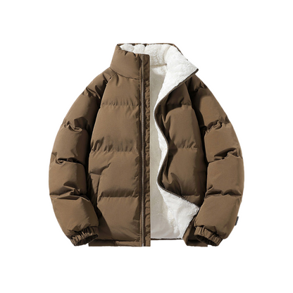 Heren Puffer Winterjas met Hoge Kraag Fleece Bruin