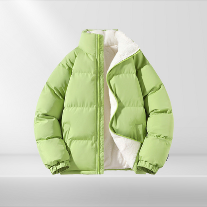 Heren Puffer Winterjas met Hoge Kraag Fleece Lichtgroen