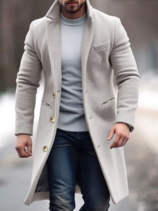 Heren Lange Winter Manteljas - Trenchcoat Grijs