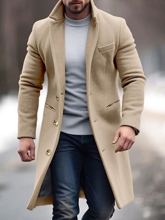 Heren Lange Winter Manteljas - Trenchcoat Lichtbruin