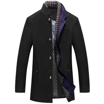 Heren Elegante Winterjas met Sjaal en Slanke Pasvorm Zwart