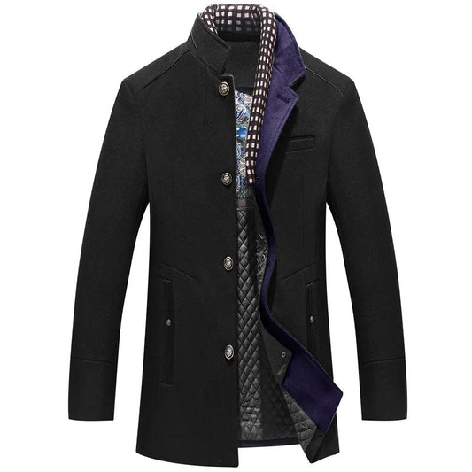 Heren Elegante Winterjas met Sjaal en Slanke Pasvorm Zwart